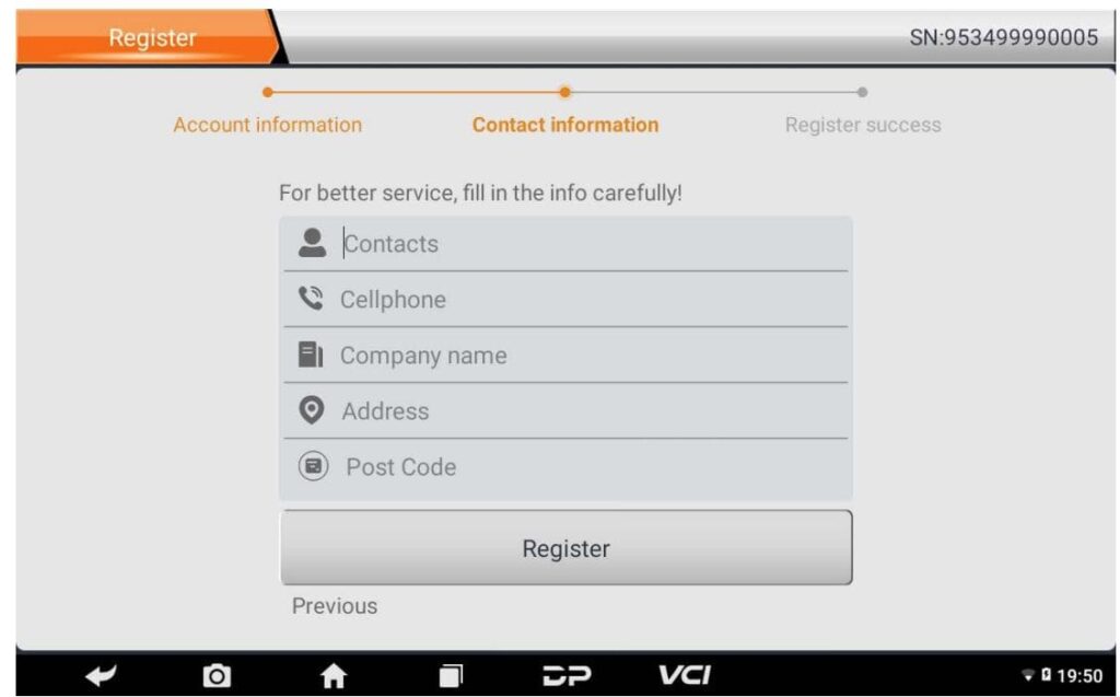User registration in Obdstar MS80 STD Motorcycle Diagnostic Device