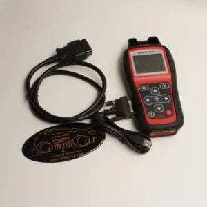 Autel TS508WF device shown with OBDII connection cable for TPMS Relearn function.