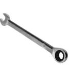 Close-up of a ratcheting mechanism on a combination wrench