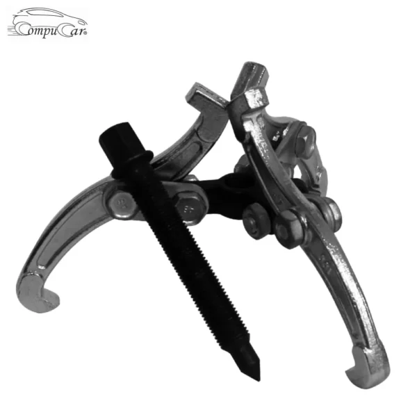 Close-up view of a 3-jaw gear puller with adjustable legs for a secure grip