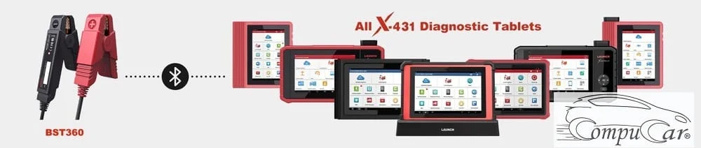 The Launch BST360 connected to a Launch X-431 diagnostic tool via Bluetooth