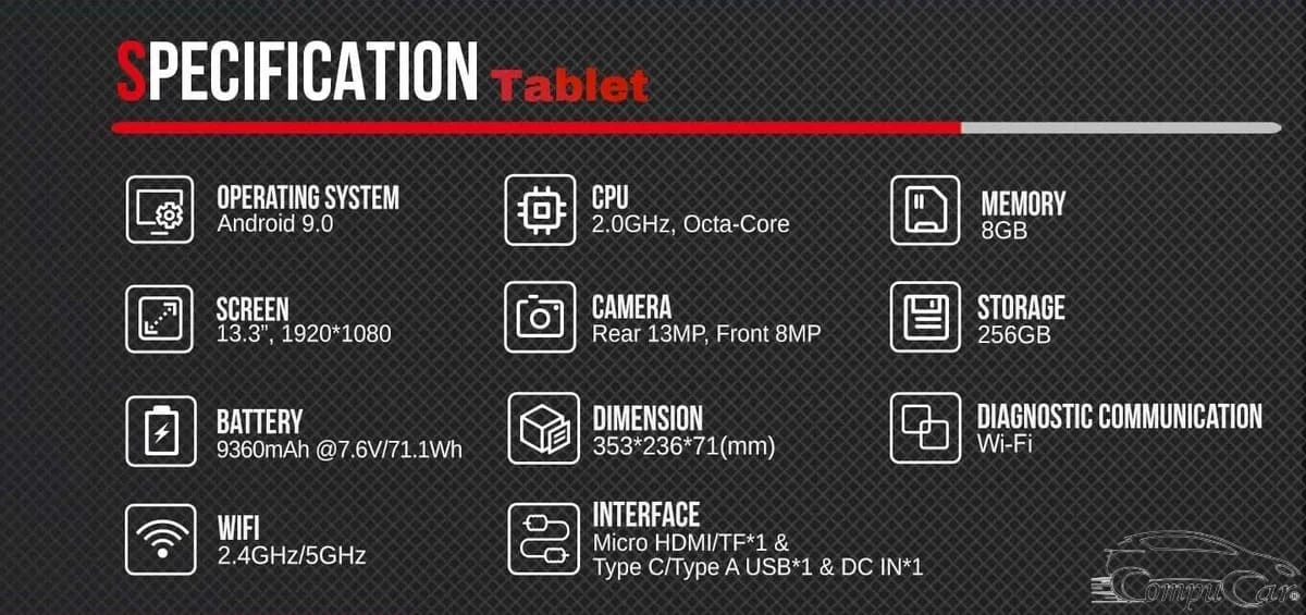 Launch X431 PAD VII Car Diagnostic Tool Specifications