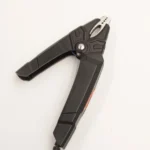 Close-up of the black (negative) clamp of the Launch BST360 battery testing device.