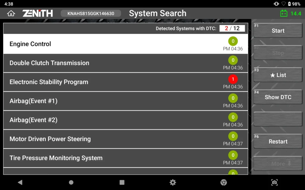 Quick and auto System search for car electronic 