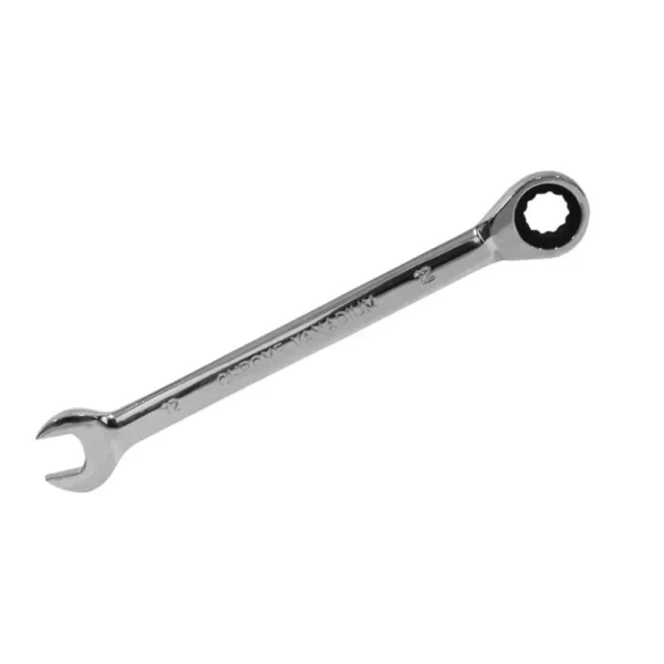 Mechanic using a ratcheting combination wrench to loosen a bolt