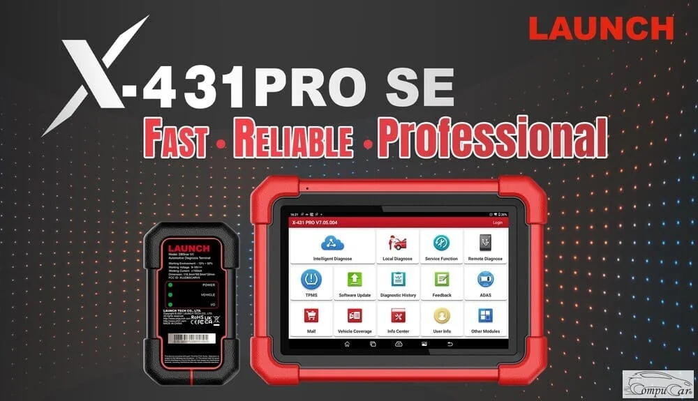 جهاز كشف اعطال السيارات Launch X-431 PRO SE باللونين الأسود والأحمر، مع شاشة لمس ملونة