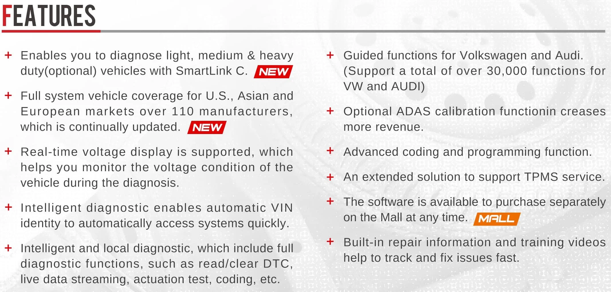 Launch X431 Car diagnostic tools features