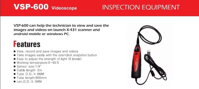  Launch videoscope Camera VSP-600 features