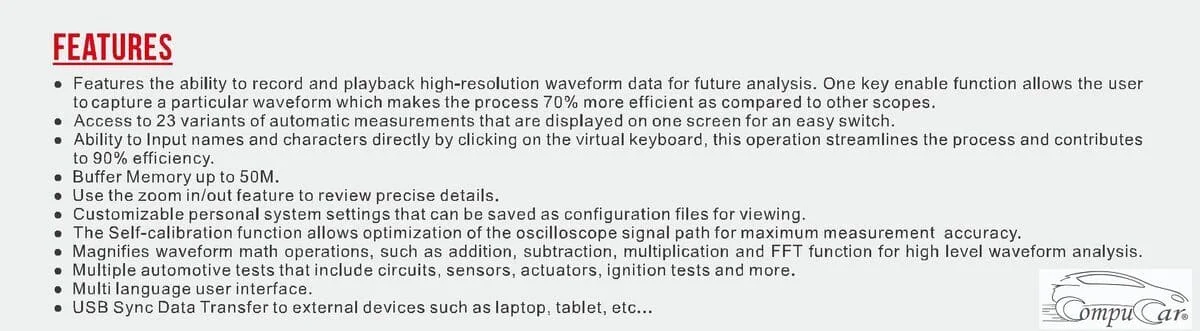 Features of the Launch X431 O2-1 Scopebox