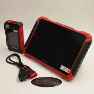 Launch X431 Pad IX full diagnostic device standing with SmartLink VCI