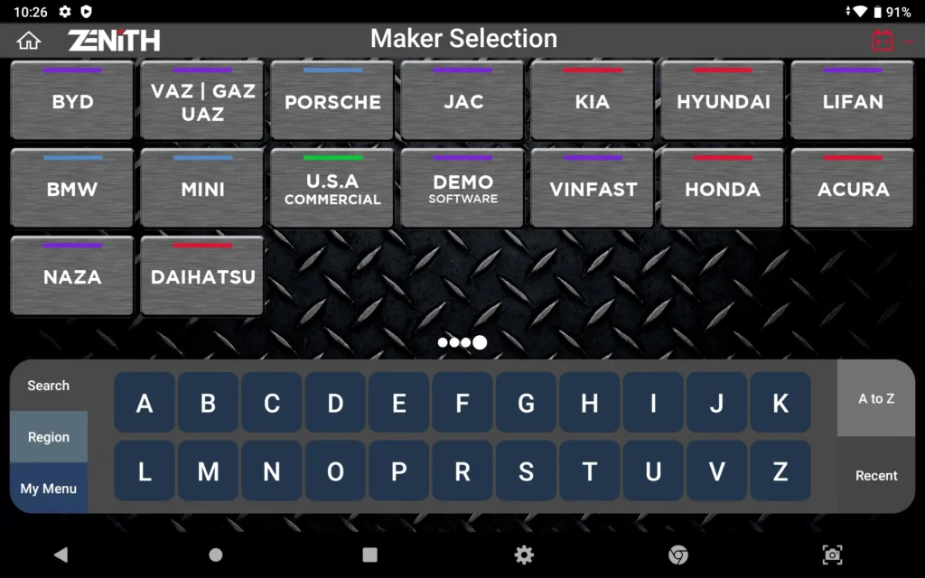 car maker selections in gscan 4