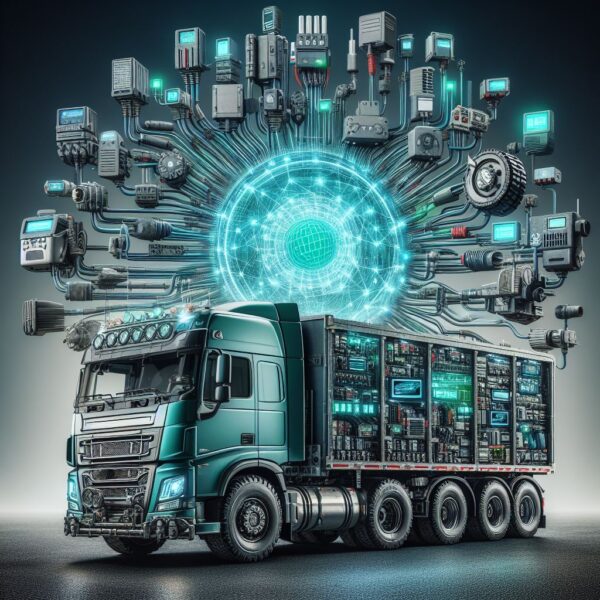 صورة لشاحنة مع الأنظمة الإلكترونية بها