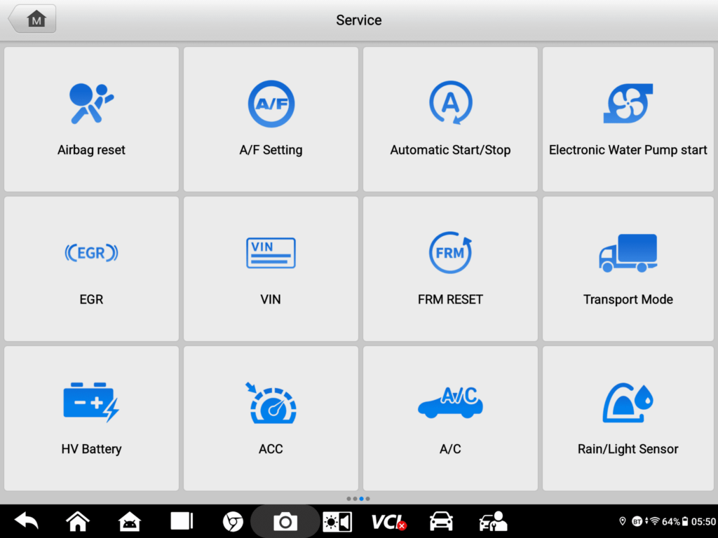 صورة الشاشة 3 لصفحة الوظائف الخاصة لجهاز فحص وبرمجة السيارات وكشف اعطالها اوتيل MS909