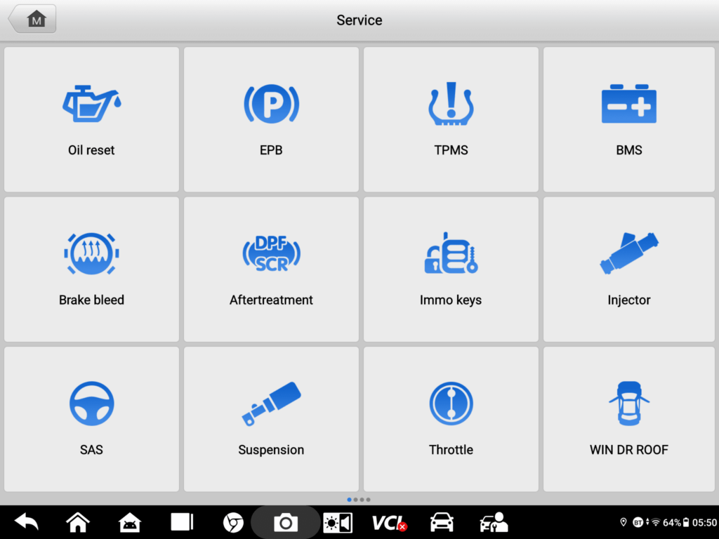 صورة الشاشة 4 لصفحة الوظائف الخاصة لجهاز فحص وبرمجة السيارات وكشف اعطالها اوتيل MS909