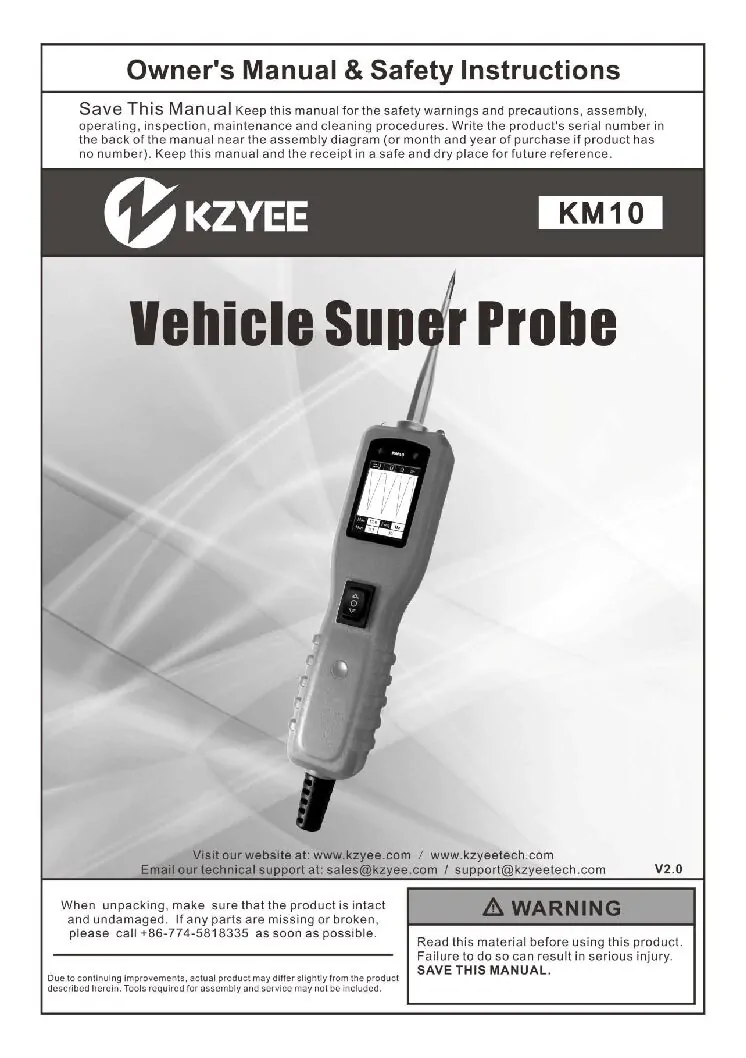 KM10 car circuit tester manual first page