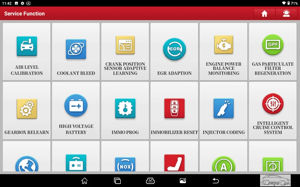 Screenshot 2 of special programming functions available in the Launch Pro car diagnostic and programming tool