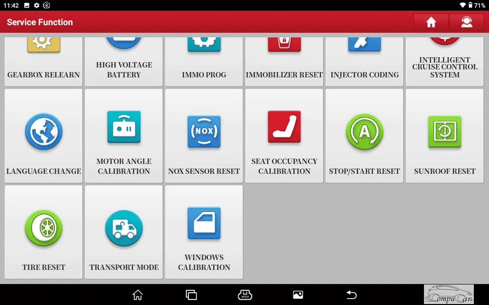 Continuation of the screenshot showing special programming functions available in the Launch Pro car diagnostic and programming tool