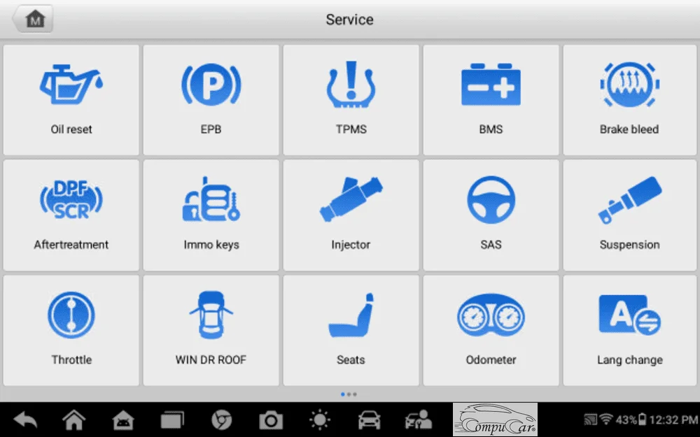 Screenshot 1 of the special functions page on the Autel MaxiCheck 900 device for car diagnostics and programming