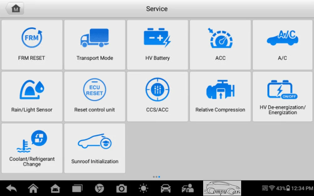 Screenshot 3 of the special functions page on the Autel MaxiCheck MX900 device for car diagnostics and programming