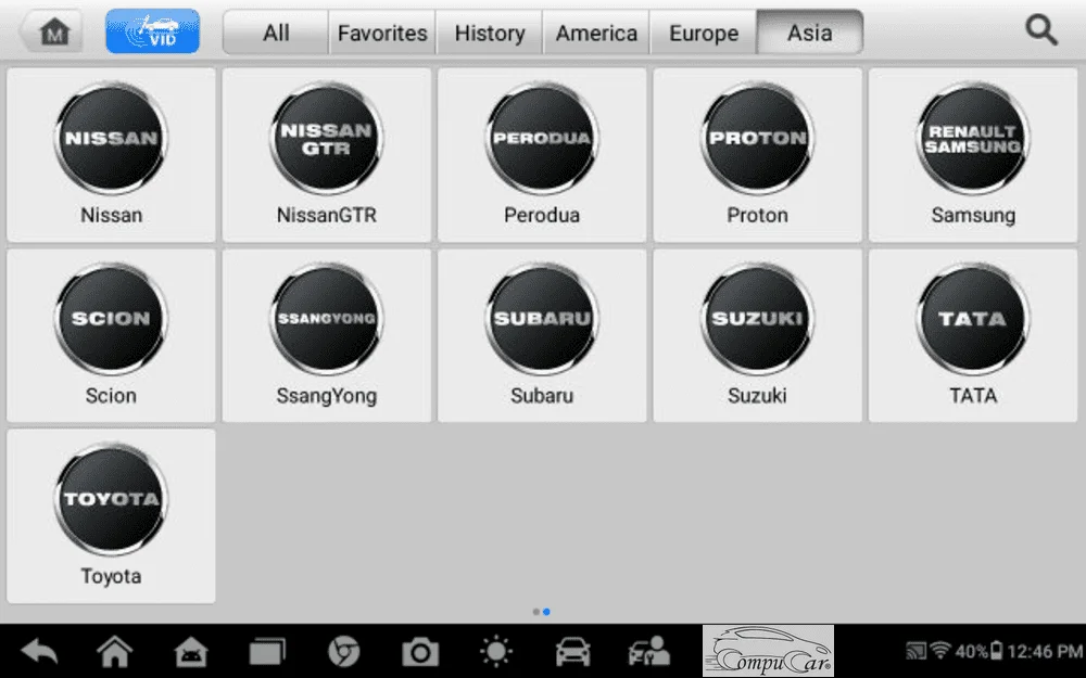 Group 2 of Asian car makes supported by the Autel MaxiCheck MX900 car diagnostic tool