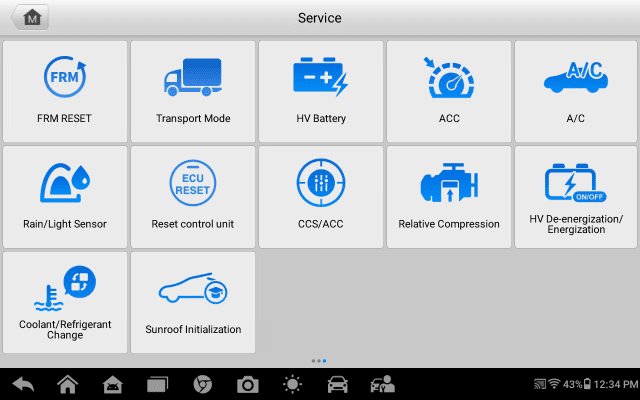 صورة الشاشة رقم 3 لصفحة الوظائف الخاصة بجهاز ماكسي تشيك AUTEL MaxiCheck MX900 لفحص وبرمجة السيارات