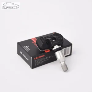 A silver color Launch tire pressure sensor in its original packaging with instructions