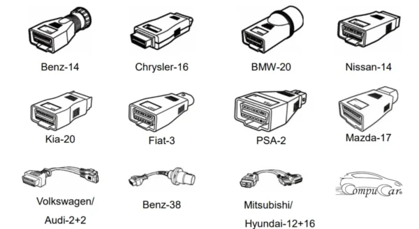 Autel MaxiSYS MS909 S2 Car Diagnostic Scanner 18 Autel MaxiSYS MS909 various OBD-1 connectors for compatibility with older vehicles
