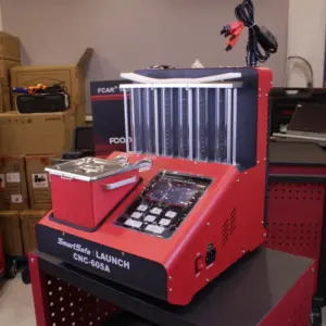 جهاز تنظيف بخاخات السيارات SmartSafe CNC-605A بمقاييس الضغط وحوض التنظيف