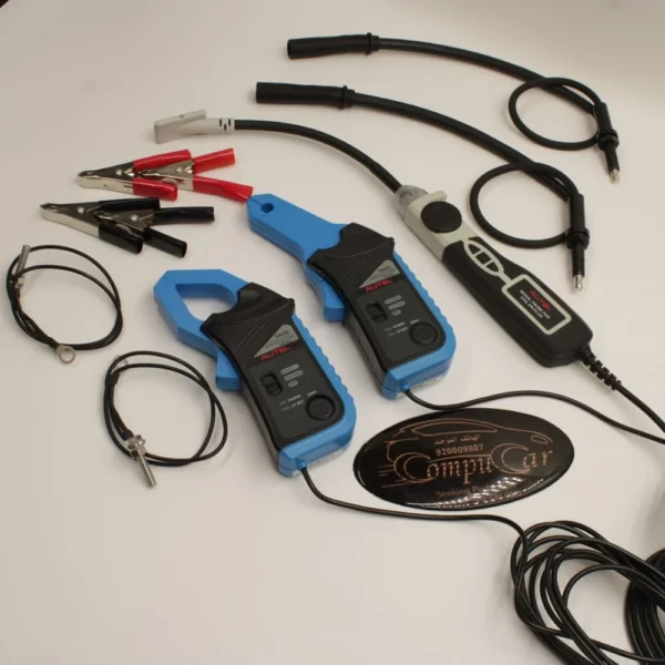 MaxiSYS Oscilloscope Accessory set laid out: current clamps, ignition probe, and leads.