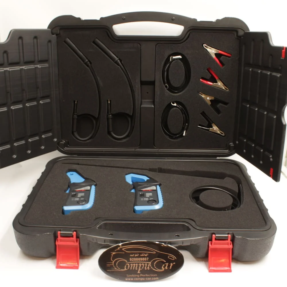 Autel-طقم-اختبار-الاشعال-المقبض-والأقفال-لقطة-مقربة Autel MSOAK طقم اختبار الإشعال والحقيبة الواقية مغلقة.