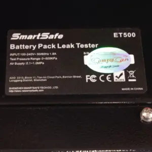 ملصق مواصفات جهاز فحص تسرب بطارية السيارة الكهربائية SmartSafe ET500